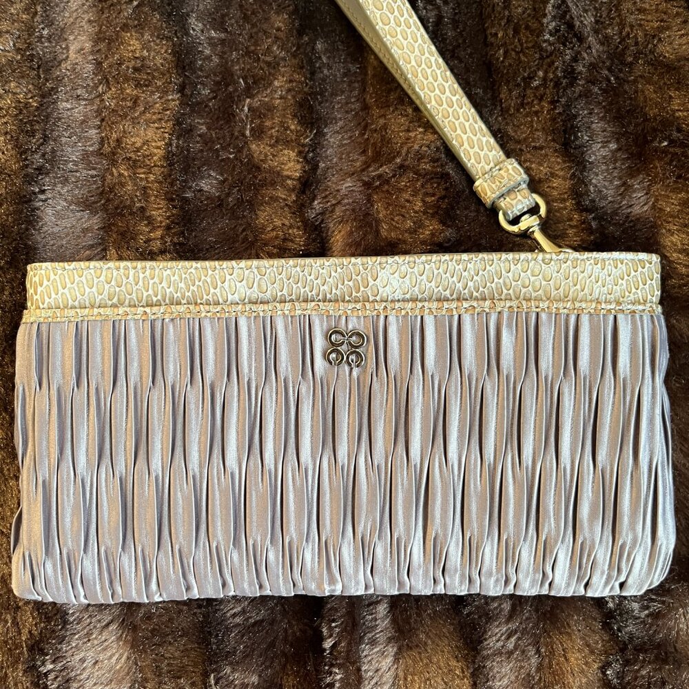 Coach Clutch Evening Elegant Satin W/Leather Python Print EUC - Picture 3 of 10